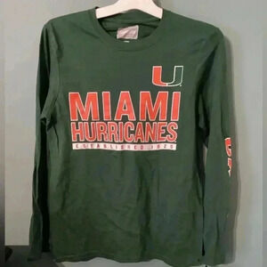Miami Hurricanes Green and Orange Long Sleeve T-shirt for Men